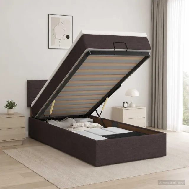 vidaXL Ottoman bed met matras Donkerbruin 100 x 200 cm Stof bruin