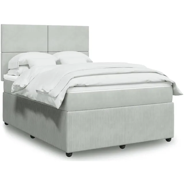 vidaXL Boxspring met matras fluweel lichtgrijs 140x200 cm grijs