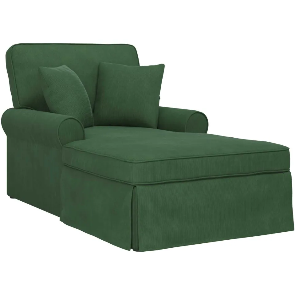 vidaXL Chaise Lounge met Rok 3 st Jungle Groen Katoen Stof