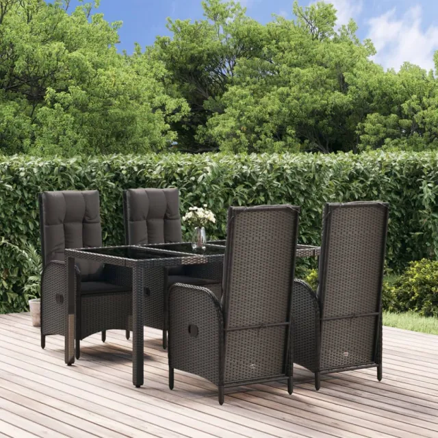 vidaXL 5-delige Tuinset met kussens poly rattan zwart, foto 2