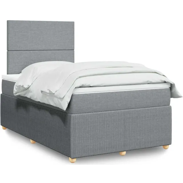 vidaXL Boxspring met matras stof lichtgrijs 120x200 cm grijs