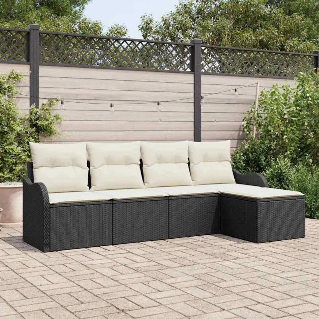 vidaXL Tuin Sofa Set 5 st Zwart poly rattan, foto 2