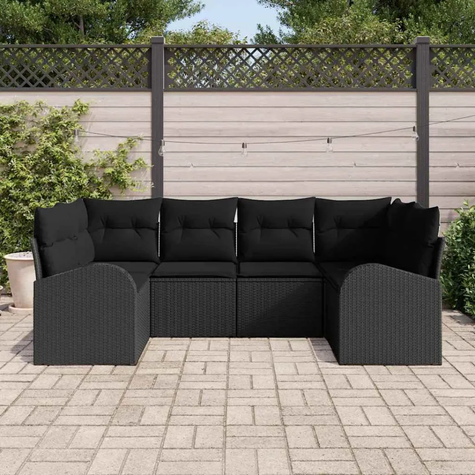 vidaXL Tuin Sofa Set 6 st 6-zits Zwart poly rattan, foto 3