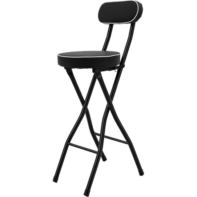 C. , R. E. CORE Barstoel - Draagbare inklapbare barkruk - 2 Stuks opvouwbaar - Met gevoerde PU-kussens - Max. 125kg draagvermogen - 40x26x88cm - Zwart