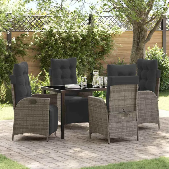 vidaXL Tuin eettafelset 5 st Grijs poly rattan, foto 2