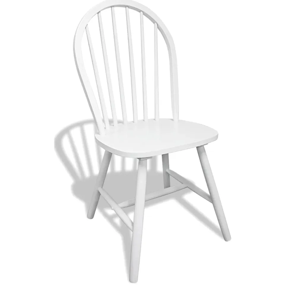 vidaXL Eetkamerstoelen 6 st massief rubberwood wit, foto 4