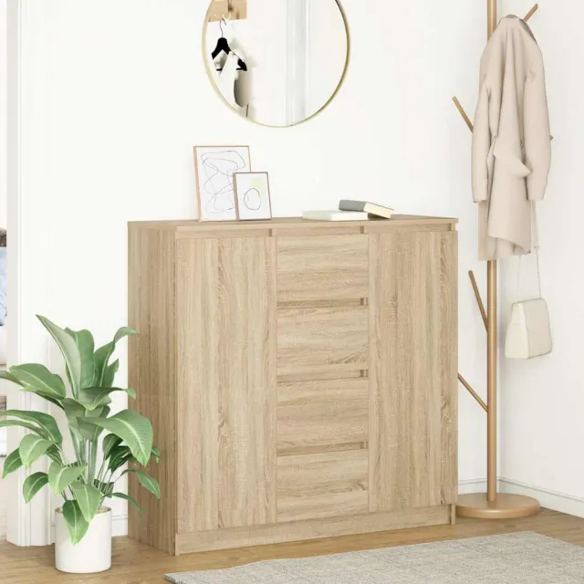 vidaXL Dressoir met lades 100,5x35x98,5 cm spaanplaat sonoma bruin