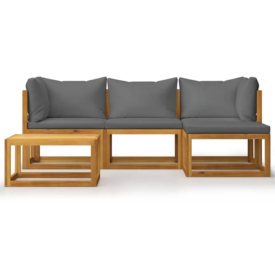 vidaXL 5-delige Loungeset met kussens massief acaciahout bruin, foto 3