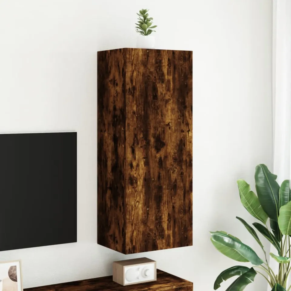 vidaXL Tv-wandmeubel 40,5x30x102 cm bewerkt hout gerookt eikenkleurig, foto 3