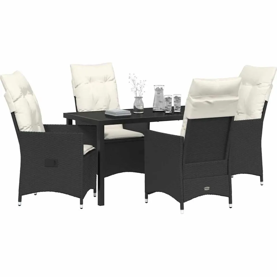 vidaXL Tuin eettafelset 5 st Zwart poly rattan