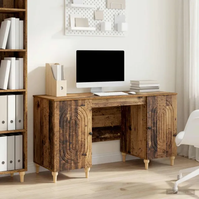 vidaXL Bureau Oud hout 142,5 x 50 x 75 cm Bewerkt hout bruin, foto 2