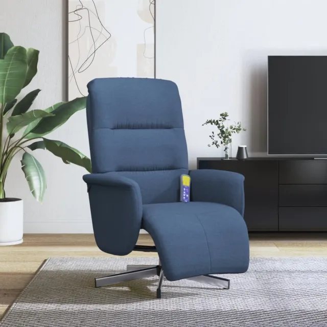vidaXL Massagestoel - verstelbaar - met - voetensteun - stof - blauw