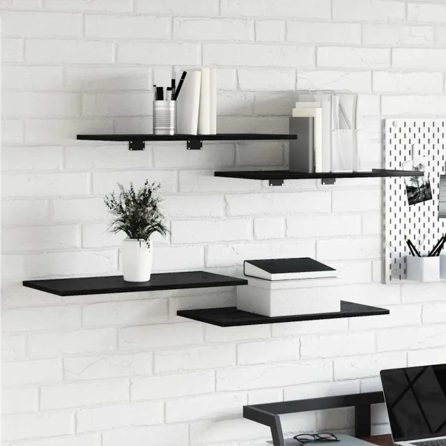 vidaXL Boekenplank Bord 3-laags 4 st 60 x 30 x 1,5 cm Bewerkt hout Zwart