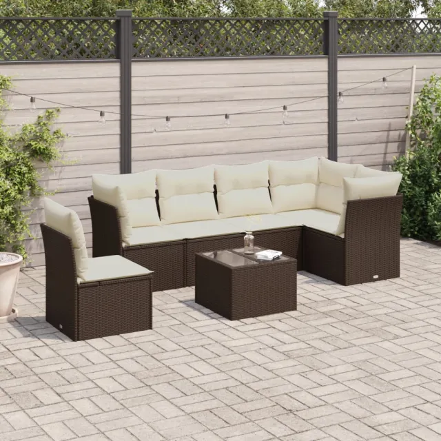 vidaXL 6-delige Loungeset met kussens poly rattan bruin, foto 2
