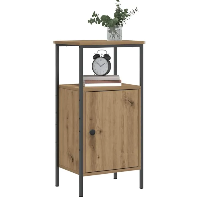 vidaXL Nachtkastje 41x31x80 cm bewerkt hout artisanaal eikenkleurig Bruin