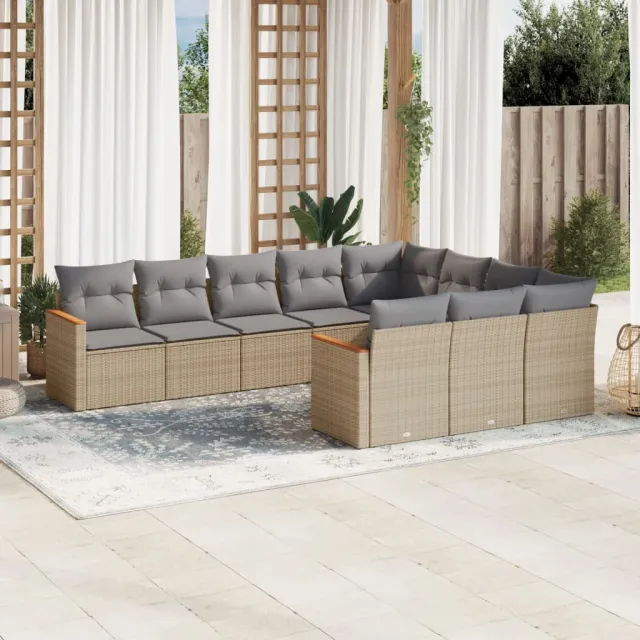 vidaXL Patio Sofa Set 10-zits Gemengd beige, foto 2
