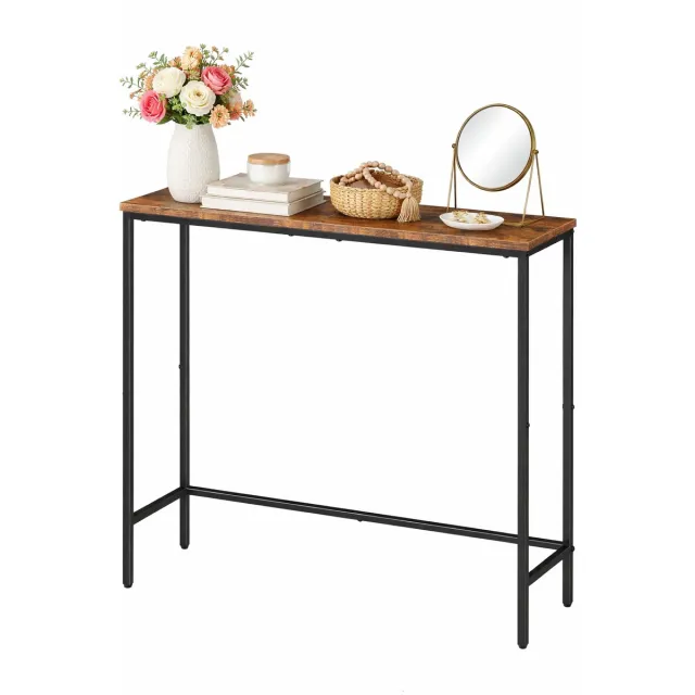 Signature Home Bombay Consoletafel - smalle consoletafel voor gang - Dressoir industriële - Bijzettafel compacte displaytafel - banktafel voor kleine ruimtes - entree - woonkamer - rustiek bruin - 75 x 24 x 75 cm