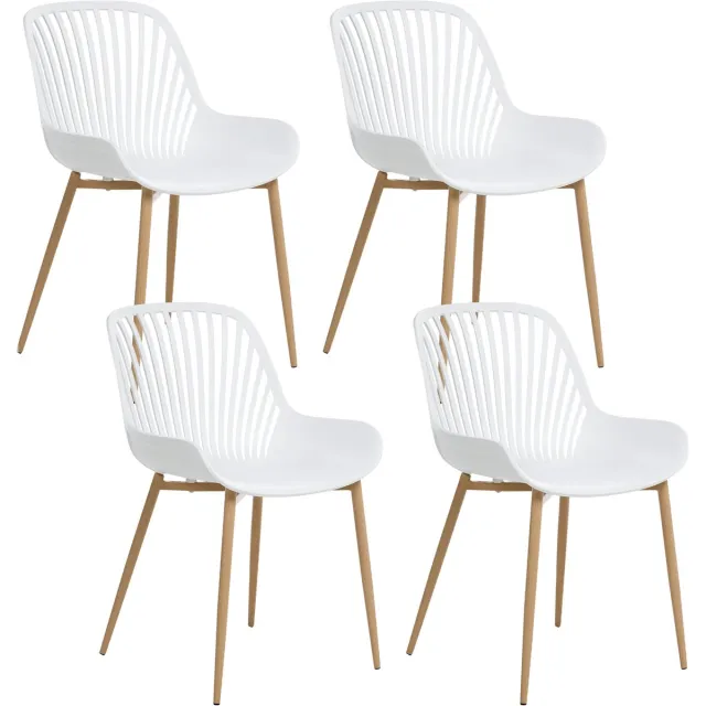 Beliani KLEVE - Set van 4 eetkamerstoelen - Wit - Synthetisch materiaal