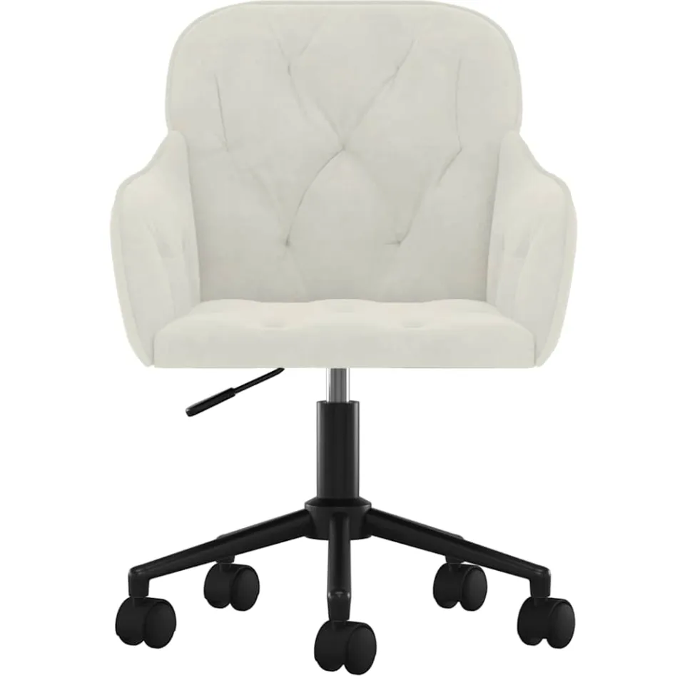 vidaXL Eetkamerstoelen draaibaar 2 st fluweel crèmekleurig, foto 4