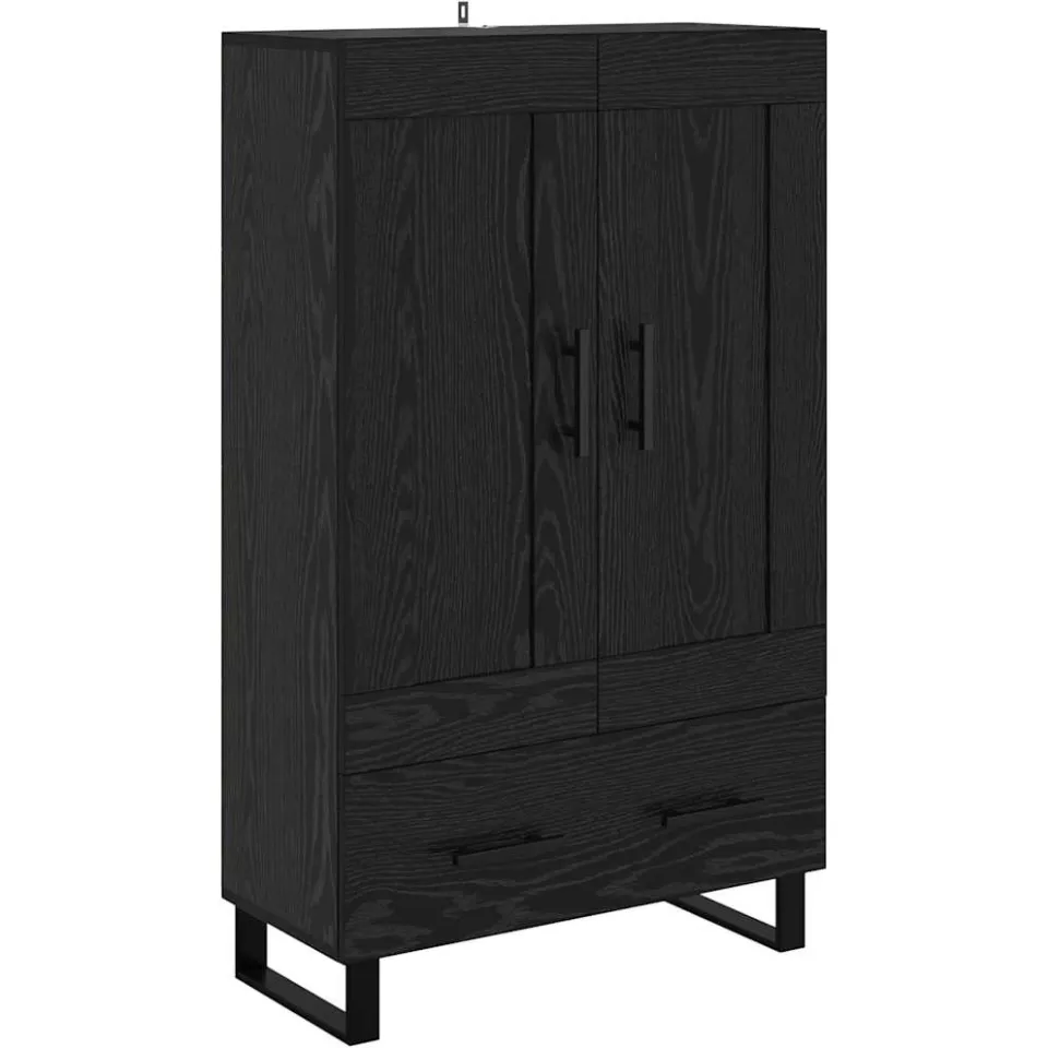 vidaXL Highboard Zwart Eiken 69,5 x 31 x 115 cm Bewerkt hout, foto 3