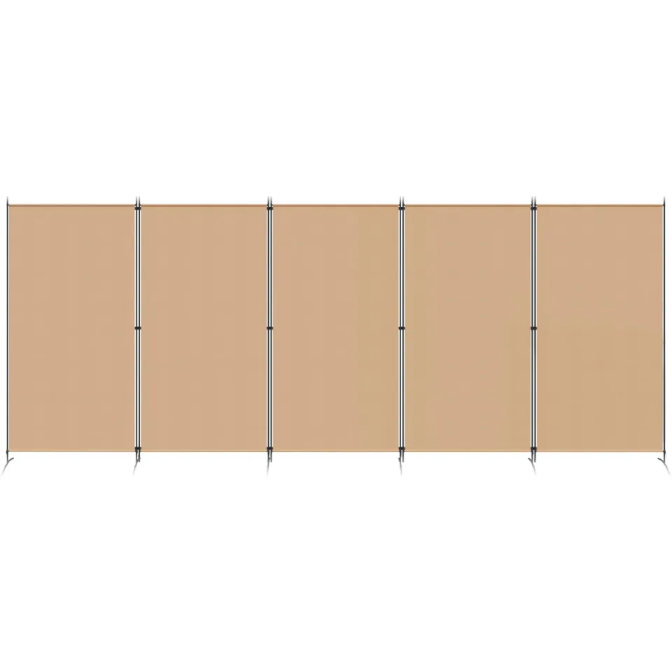 vidaXL 5-Panel Room Divider Beige 433 x 180 cm Stof, foto 4