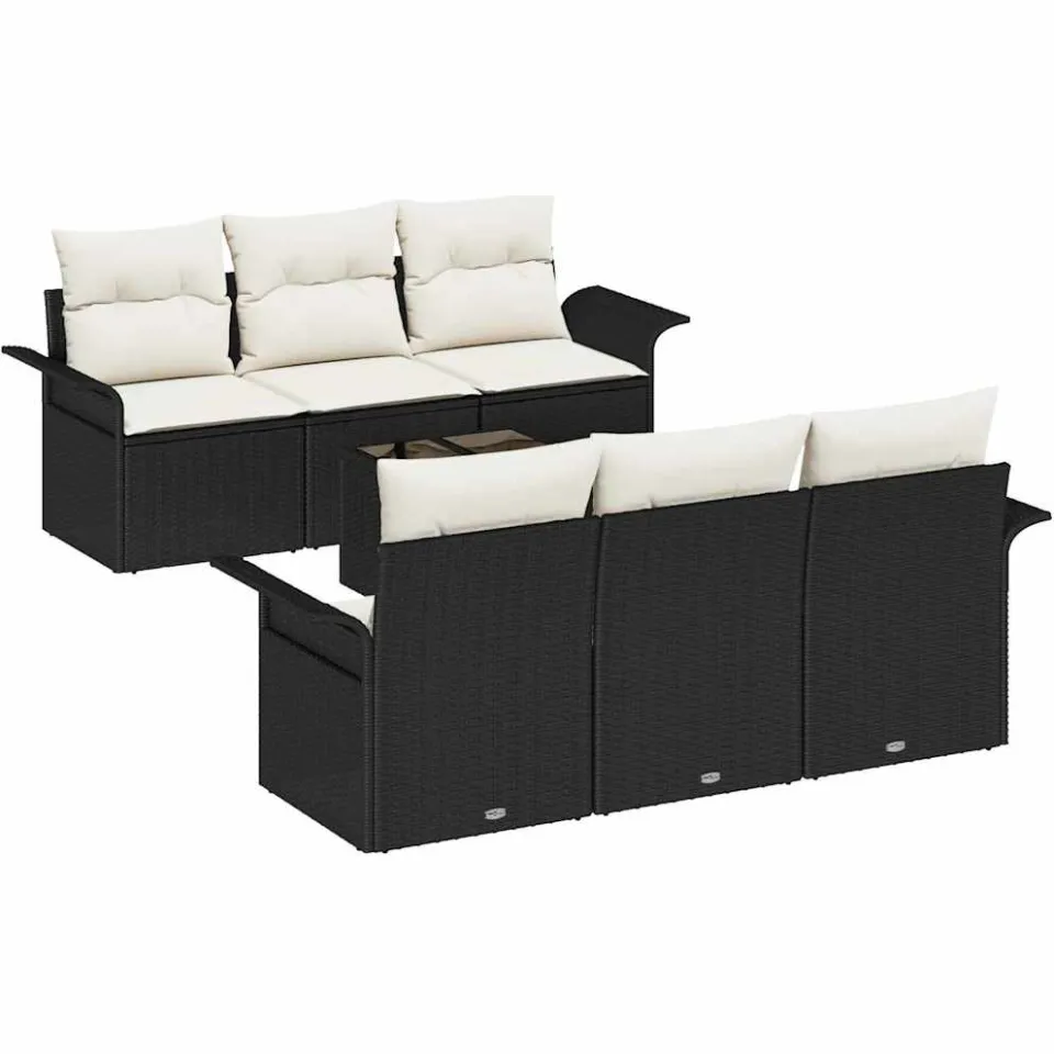 vidaXL Tuin Sofa Set 7 st Zwart poly rattan