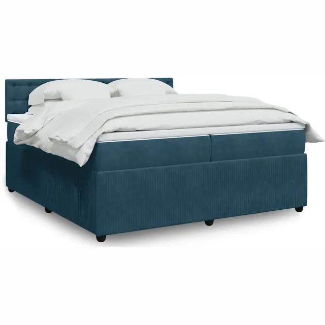 vidaXL Boxspring met matras fluweel blauw 200x200 cm