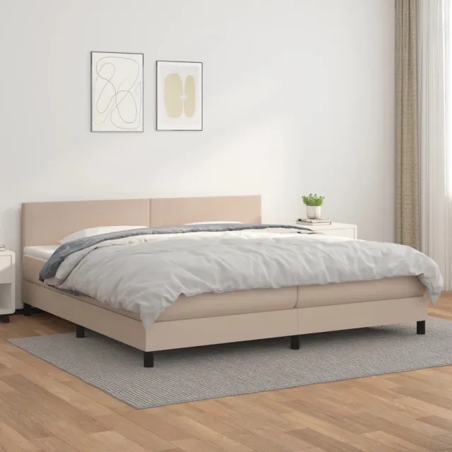 vidaXL Boxspring met matras kunstleer cappuccinokleurig 200x200 cm bruin
