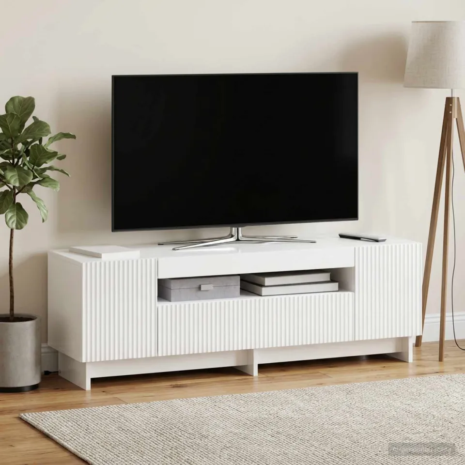 vidaXL LED tv-meubel EDE 153 x 35 x 43 cm Hoogglans Wit Bewerkt hout, foto 4