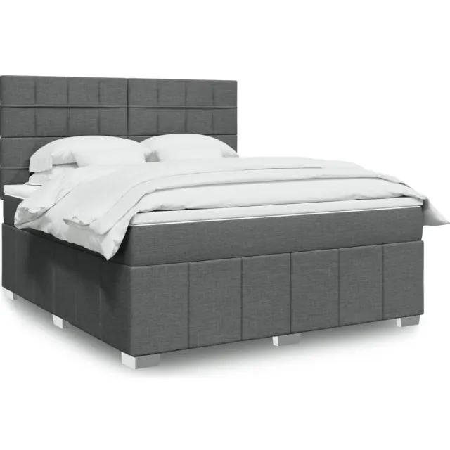 vidaXL Boxspring met matras stof donkergrijs 180x200 cm grijs