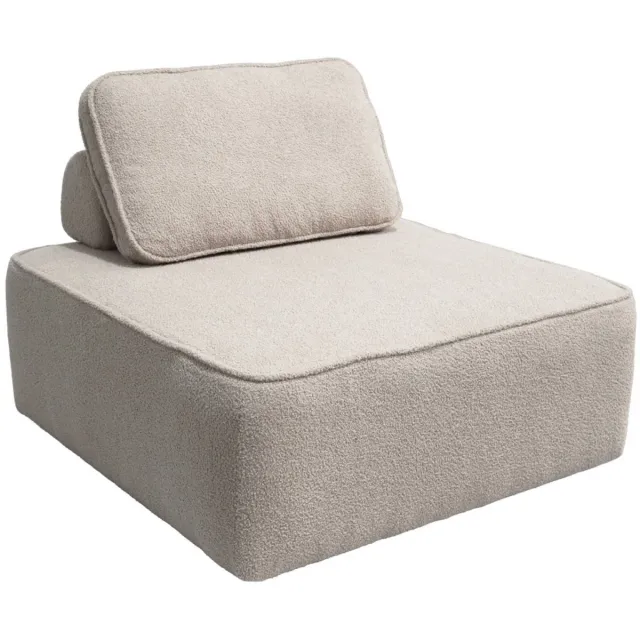 sweeek Fauteuil boucléstof 1 zitplaats l 90 x b 90 x h 74cm - bao Beige