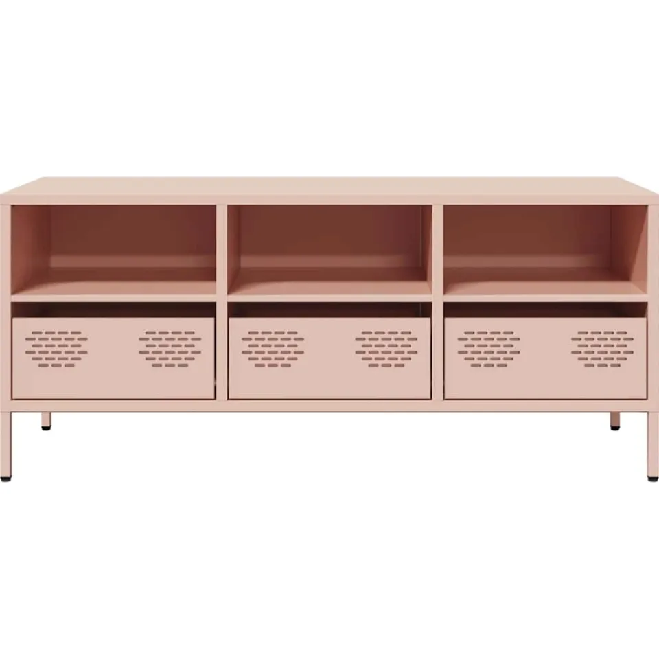vidaXL Tv-meubel 101,5x39x43,5 cm koudgewalst staal roze, foto 4