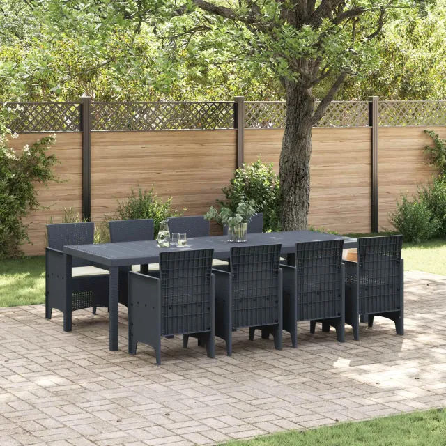 vidaXL Tuin Eetset 9 st Antraciet Polypropyleen, foto 2