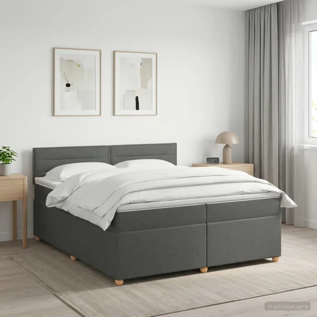 vidaXL Boxspringbed met matras Donkergrijs 200 x 200 cm Stof