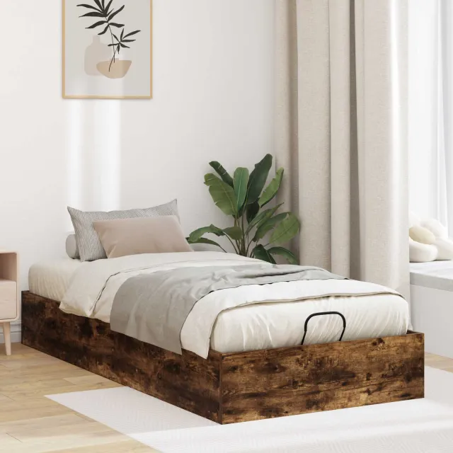 vidaXL Ottoman Bedframe Gerookte Eik 90 x 200 cm Geconstrueerd hout Bruin
