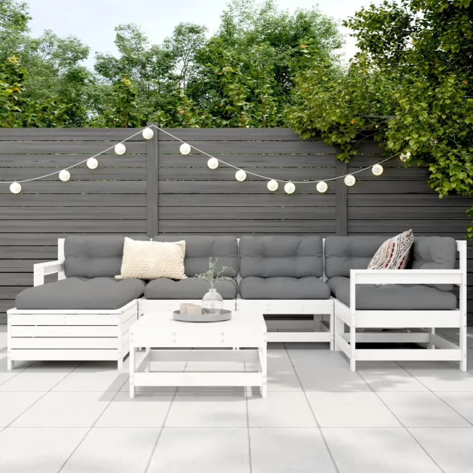 vidaXL 7-delige Loungeset massief grenenhout wit, foto 3