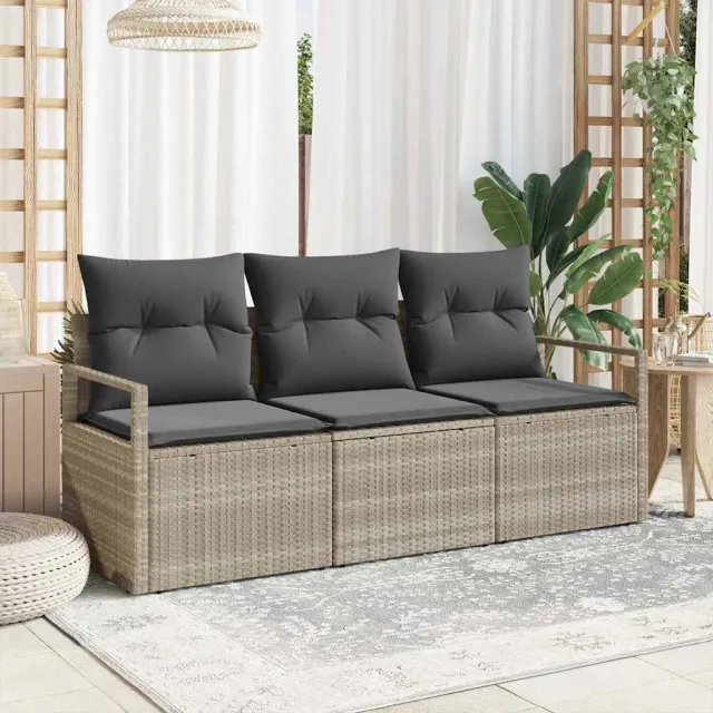 vidaXL Bankstel 3 st Lichtgrijs poly rattan