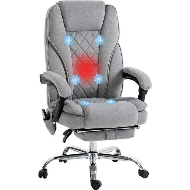 Lunpog Bureaustoel - Massagestoel - Ergonomische bureaustoel - Game stoel - met voetsteun, draaibaar, verplaatsbaar - Grijs