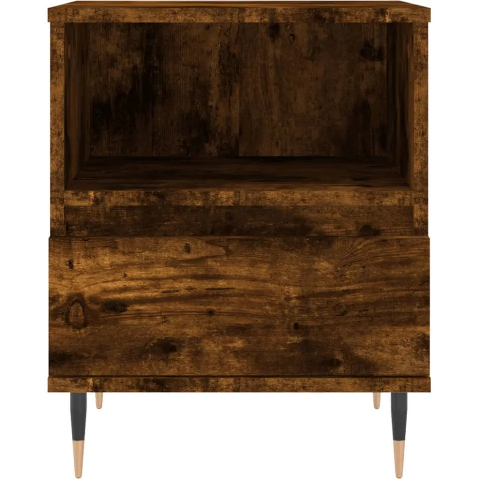 vidaXL Nachtkastje 40x35x50 cm bewerkt hout gerookt eikenkleurig Bruin