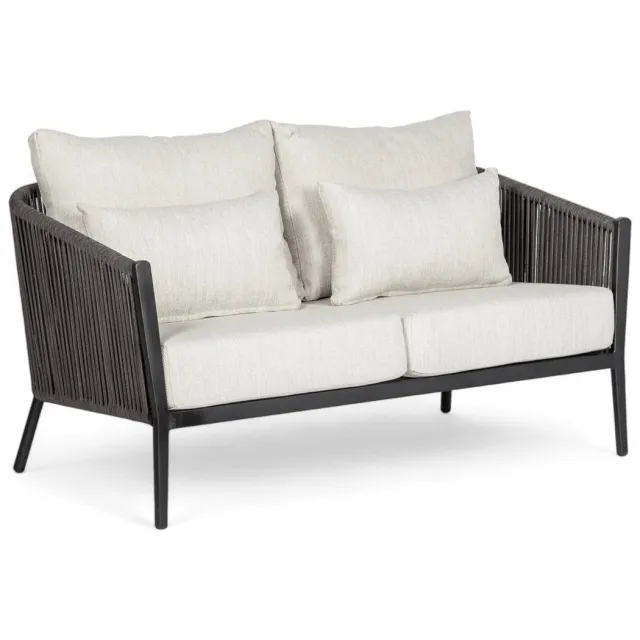 Belito Ouddorp Loungebank 150 cm | Grey Rope | All-Weather Zwart