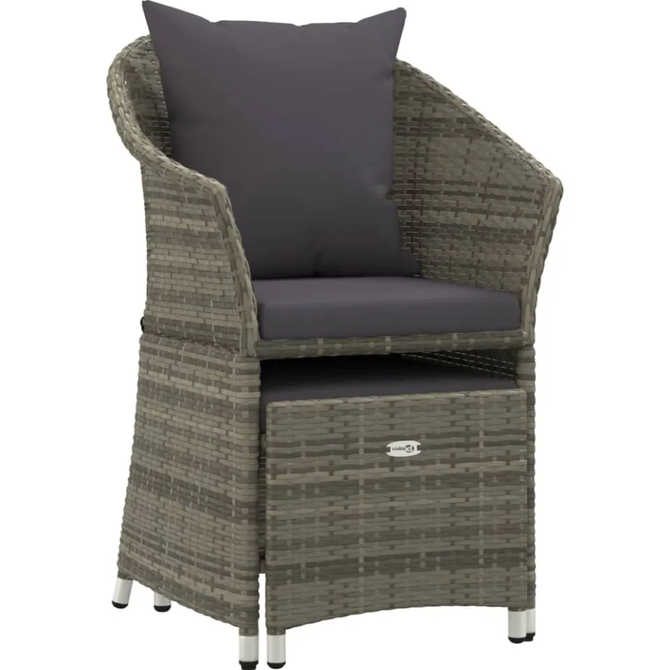 vidaXL 2-delige Loungeset met kussens poly rattan grijs