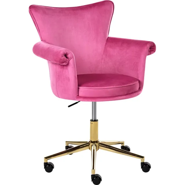 Beliani VELENCIA - Bureaustoel - Fuchsiaroze - Fluweel
