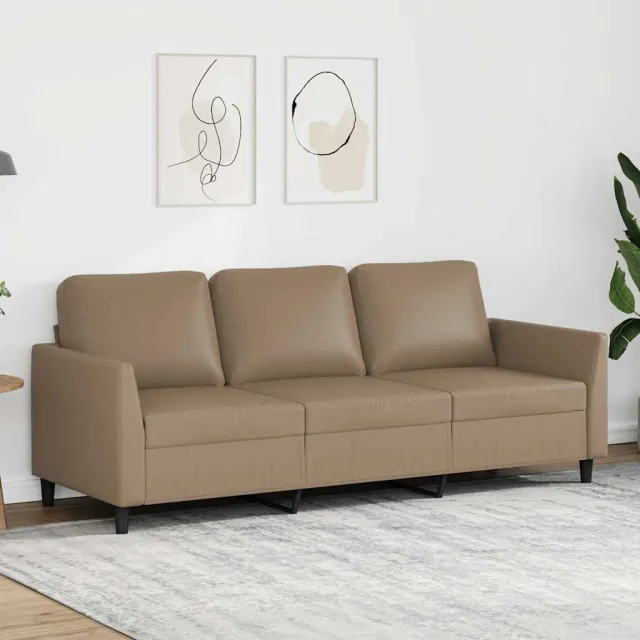 vidaXL Driezitsbank 180 cm kunstleer cappuccinokleurig Bruin