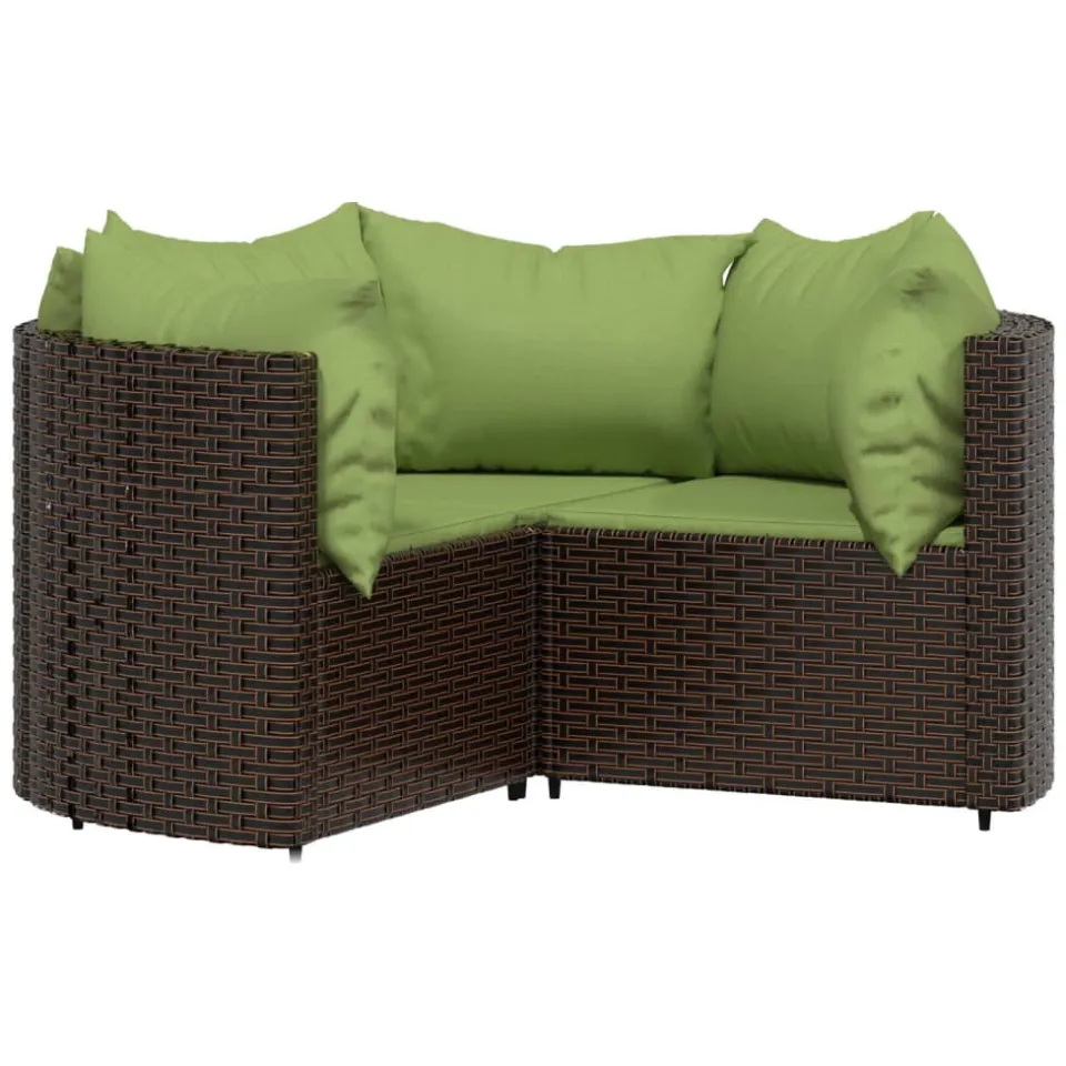 vidaXL 4-delige Loungeset met kussens poly rattan bruin, foto 2
