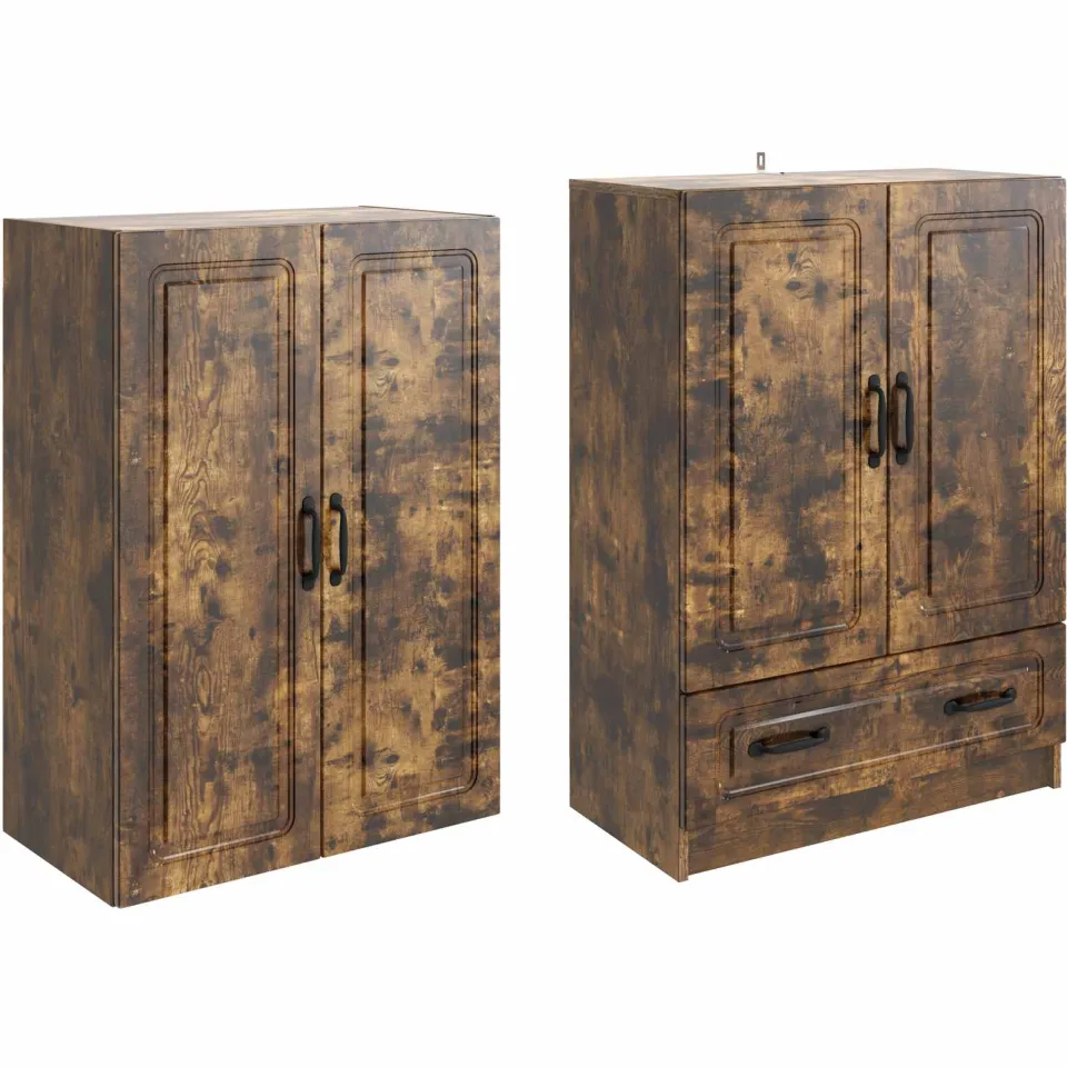 vidaXL Kastenset 2 st Gerookt eiken 66 x 34,5 x 92 cm Bewerkt hout, foto 4