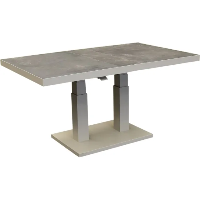 AVH-Collectie Pacific lounge-diningtafel 140x85xH49-72 cm in hoogte verstelbaar aluminium latte ceramic