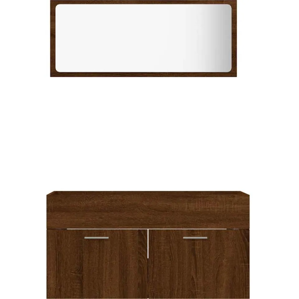 vidaXL 2-delige Badkamermeubelset bewerkt hout bruin eikenkleur, foto 4