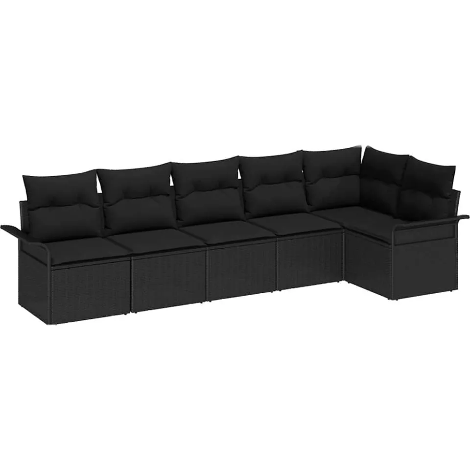 vidaXL Tuin Sofa Set 6 st Zwart poly rattan