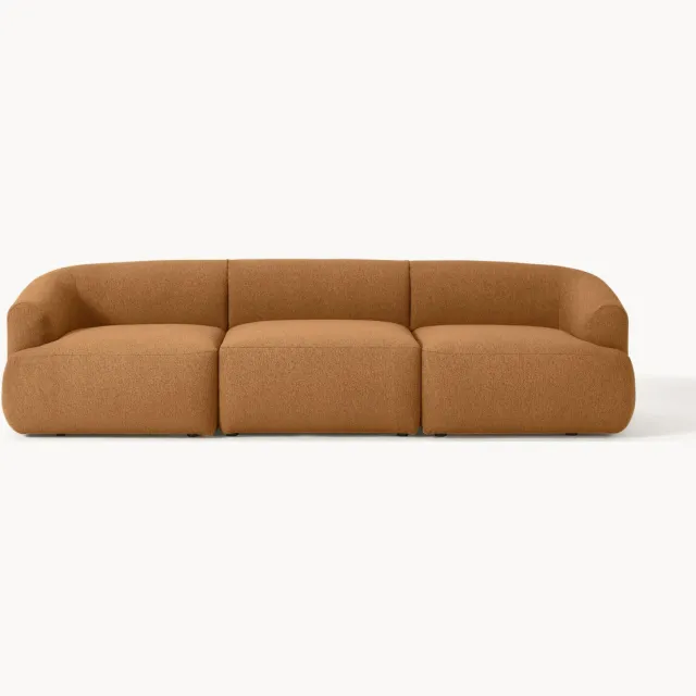 Westwing Collection Modulaire bouclé bank Sofia (4-zits) Lichtbruin