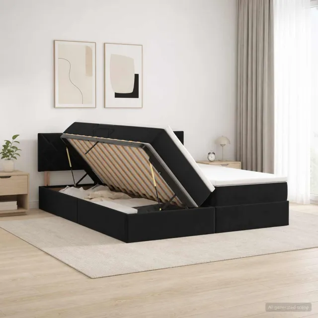 vidaXL Opslag bed met hoofdeinde 2 st Zwart